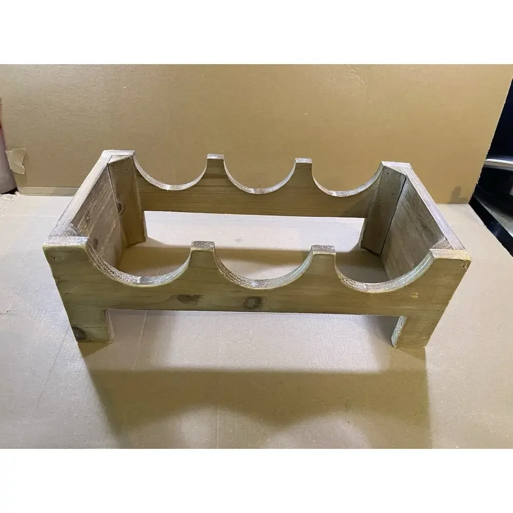 Rustic Wood Countertop Wine Rack 3 Bottle Whitewashed Wood Finish 13